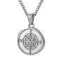 Silver Compass Pendant Necklace Curb Chain N01342