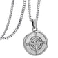 Silver Compass Pendant Necklace Curb Chain N01342