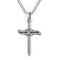 Antique Silver Nail Cross Necklace Figaro Chain N01606