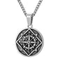 Antique Silver Coin Compass Pendant Necklace Curb Chain N00535