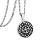 Antique Silver Coin Compass Pendant Necklace Curb Chain N00535