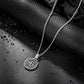 Antique Silver Coin Compass Pendant Necklace Curb Chain N00535