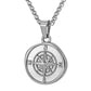 Silver Compass Pendant Necklace Wheat Chain N00649