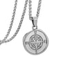 Silver Compass Pendant Necklace Wheat Chain N00649