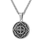 Antique Silver Coin Compass Pendant Necklace Wheat Chain N00539