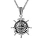 Antique Silver Anchor Compass Pendant Necklace Wheat Chain N00583