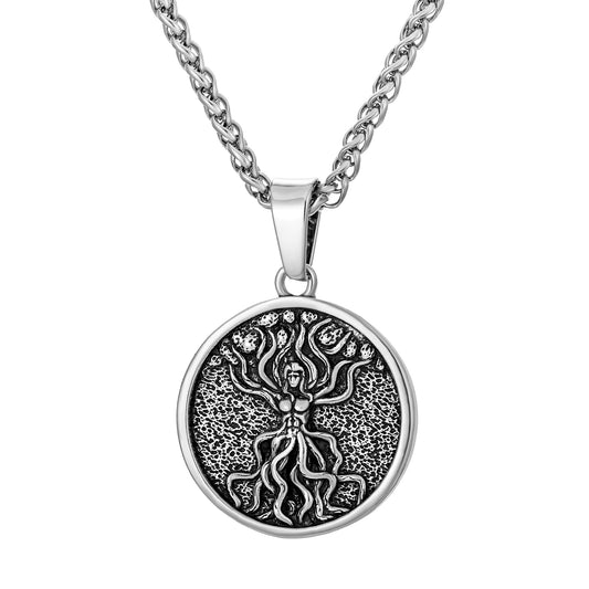 Antique Silver Tree of Life Pendant Necklace Wheat Chain N00605