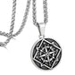 Antique Silver Coin Compass Pendant Necklace Wheat Chain N00539