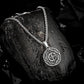 Antique Silver Coin Compass Pendant Necklace Wheat Chain N00539