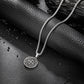 Antique Silver Coin Compass Pendant Necklace Wheat Chain N00539