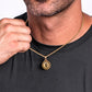 Gold Rose Pendant Necklace Wheat Chain N01561