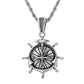 Antique Silver Anchor Compass Pendant Necklace Twisted Rope Chain N00582