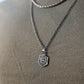 Antique Silver Shield Compass Pendant Necklace Curb Chain N00557