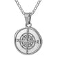 Silver Compass Pendant Necklace Figaro Chain N01344