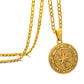 Gold Compass Necklace Figaro Chain N02169