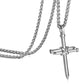 Silver Nail Cross Necklace Wheat Chain N00363