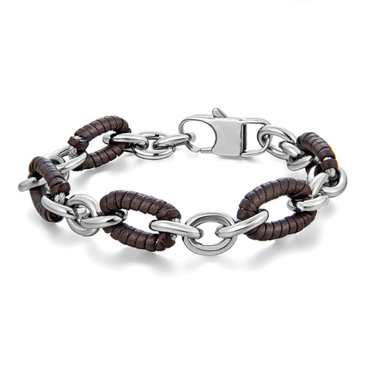 Leather and Steel Bracelet B00619