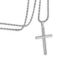 Silver Cross Necklace Twisted Rope Chain N00338