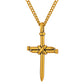 Antique Gold Nail Cross Necklace Curb Chain N01627