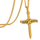 Antique Gold Nail Cross Necklace Curb Chain N01627