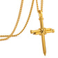 Gold Nail Cross Necklace Curb Chain N01610