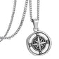 Antique Silver Compass Pendant Necklace Curb Chain N00656