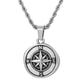 Antique Silver Compass Pendant Necklace Twisted Rope Chain N00659