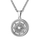 Silver Compass Pendant Necklace Wheat Chain N00671