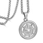 Silver Compass Pendant Necklace Wheat Chain N00671