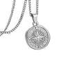 Silver Compass Pendant Necklace Curb Chain N00689