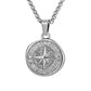 Silver Compass Pendant Necklace Twisted Rope Chain N00692