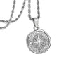 Silver Compass Pendant Necklace Twisted Rope Chain N00692