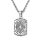 Silver  Rectangle Compass Pendant Necklace Wheat Chain N00627