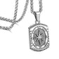 Silver  Rectangle Compass Pendant Necklace Wheat Chain N00627