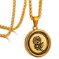 Gold Rose Pendant Necklace Wheat Chain N01561