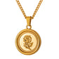 Gold Rose Pendant Necklace Curb Chain N01538