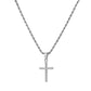 Silver Cross Necklace Twisted Rope Chain N00330