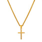 Gold Cross Necklace With Wheat Chain N00335