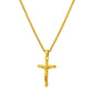 Gold Jesus Cross Necklace Wheat Chain N00424