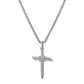 Silver Nail Cross Necklace Wheat Chain N00363