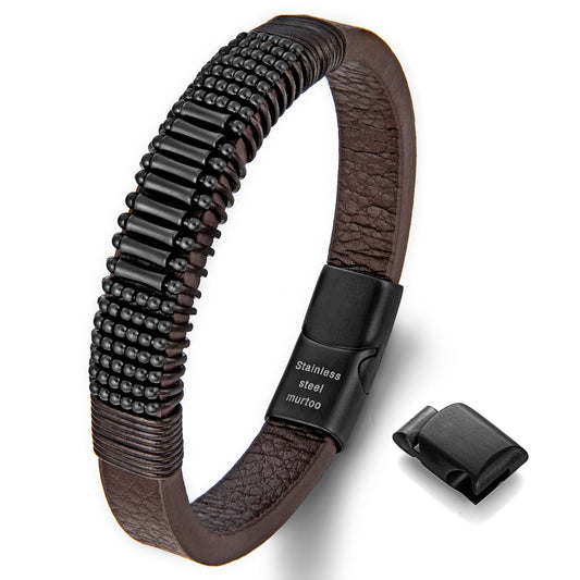 Leather And steel Bracelet B00654