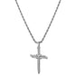 Silver Nail Cross Necklace Twisted Rope Chain N00362