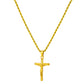 Gold Jesus Cross Necklace Twisted Rope Chain N00423