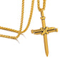 Antique Gold Nail Cross Necklace With Wheat Chain N01633