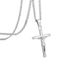 Silver Jesus Cross Necklace Curb Chain N00411