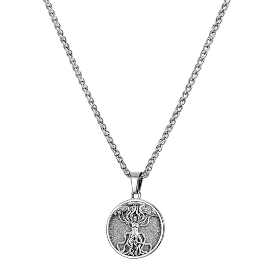 Silver Tree of Life Pendant Necklace Wheat Chain N00403