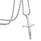 Silver Jesus Pendant Necklace Twisted Rope Chain N00417