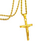 Gold Jesus Cross Necklace Twisted Rope Chain N00423