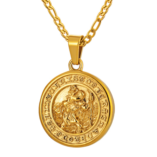 Gold Pendant Necklace Figaro Chain N00997