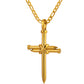 Gold Nail Cross Necklace Figaro Chain N01617